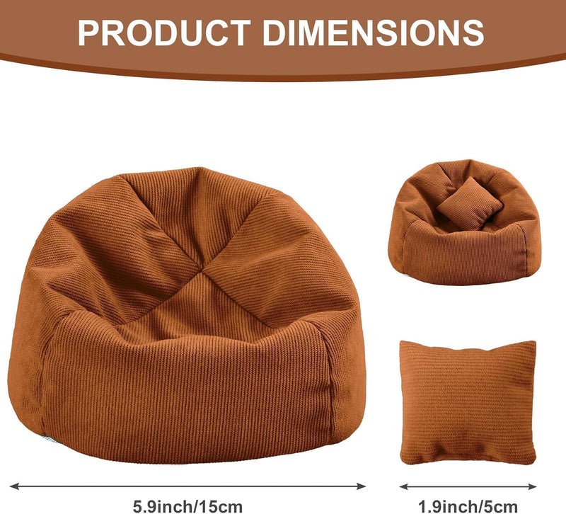 Walant Doll Car Seat Compatible with Labubu, Handmade Bean Bag Chair for 15-17cm Doll, Anti-Slip Bottom, Cute Doll Accessories for Display, Fans&Collectors Gifts, Durable Corduroy Fabric (Coffee) - Image 3